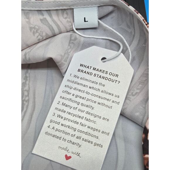 Brown Marble or Geode Print Dress — 3-Tier Trumpet Sleeve, Size L, NWT - Picture 4 of 5